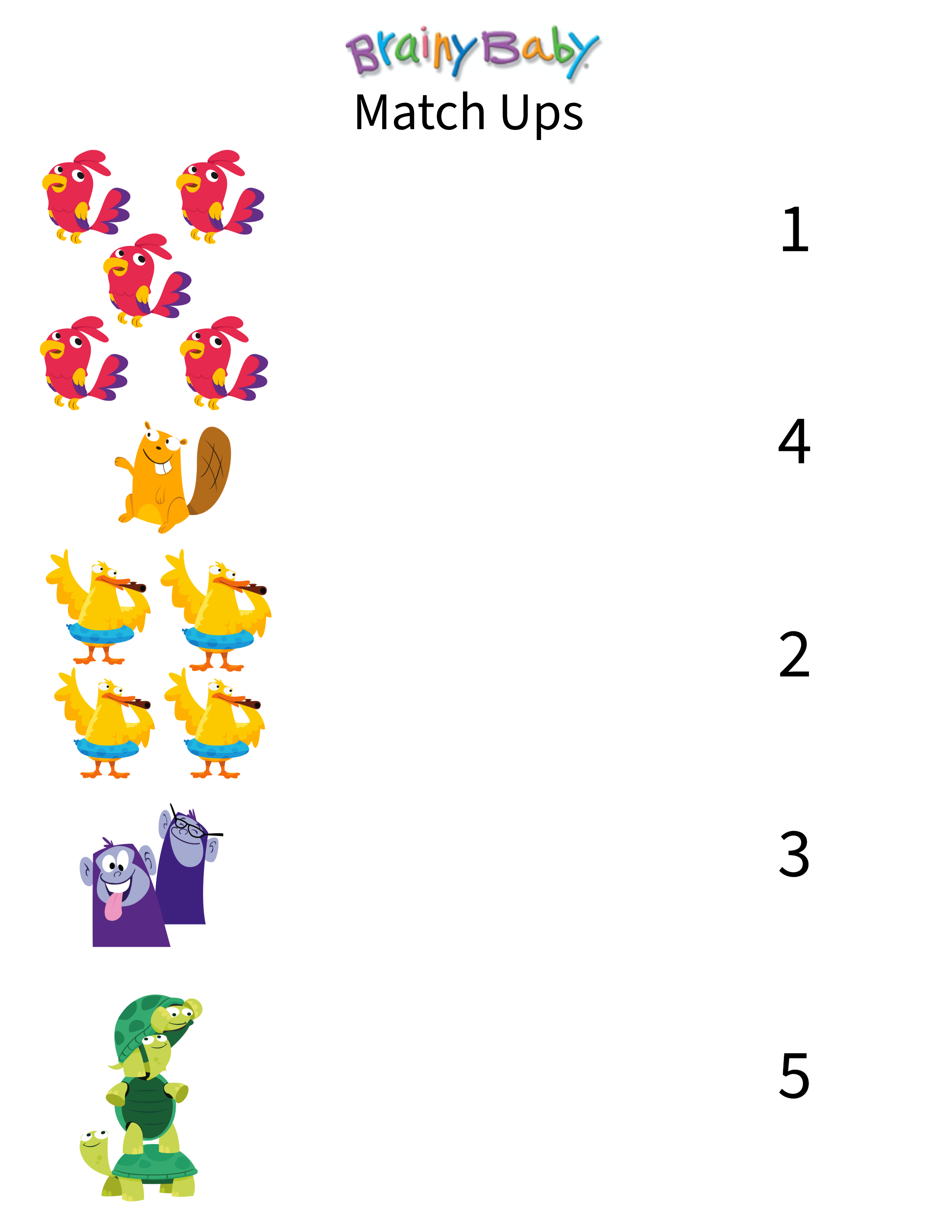Brainy Baby® Match Ups! Numbers Activity Sheets - 4 Matching Numbers G
