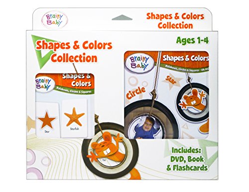 SAVE $9.99!  Brainy Baby Shapes & Colors: Rainbows, Circles and Squares Oh My! DVD, Board Book and Flashcards Collection Deluxe Edition Bundle of 3