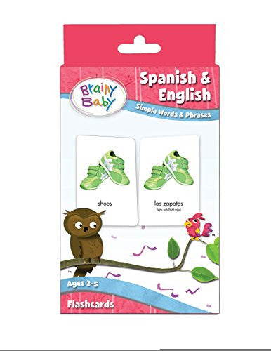 Brainy Baby Spanish & English Flash Cards | Preschool Simple Words & Phrases