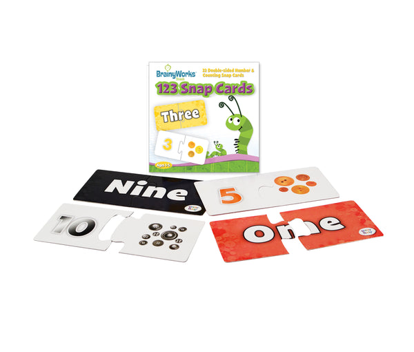 BrainyWorks 123s Snap Cards Counting Game: 22 Double Sided Numbers Puzzle