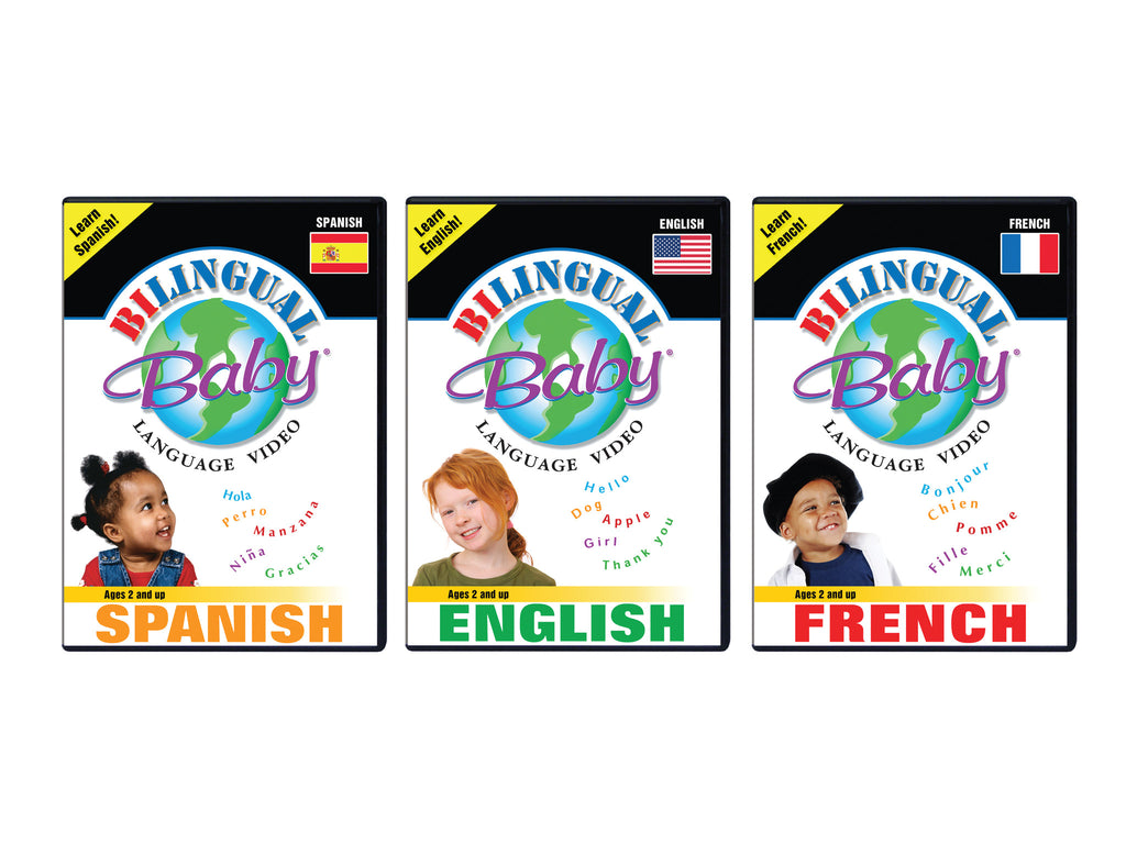 Bilingual Baby Spanish English French Language DVD Bundle