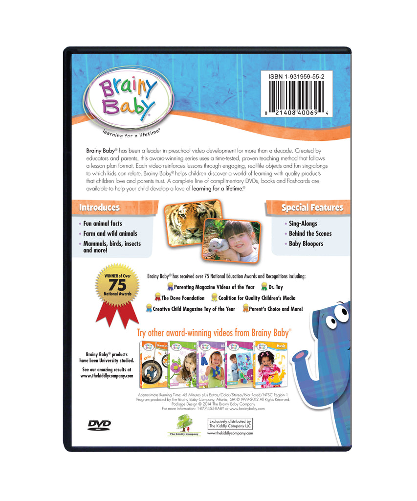 Brainy Baby Animals DVD Back | Animals,Shapes & Colors|Learning Collection