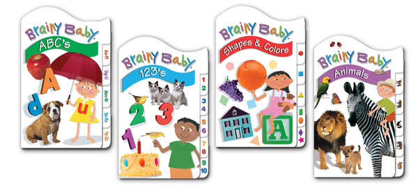 Brainy Baby Classic Tab Board Books: ABCs,123s, Animals, Shapes & Colors