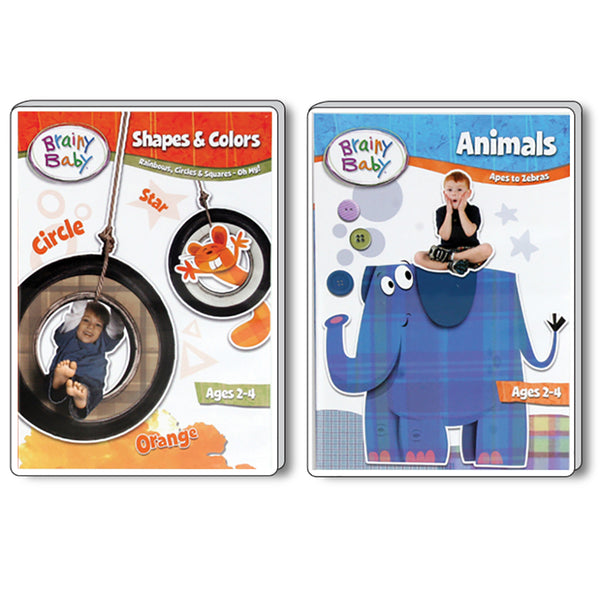 SAVE $9.99!  Brainy Baby Shapes & Colors DVD and Animals DVD Deluxe Edition Bundle of 2