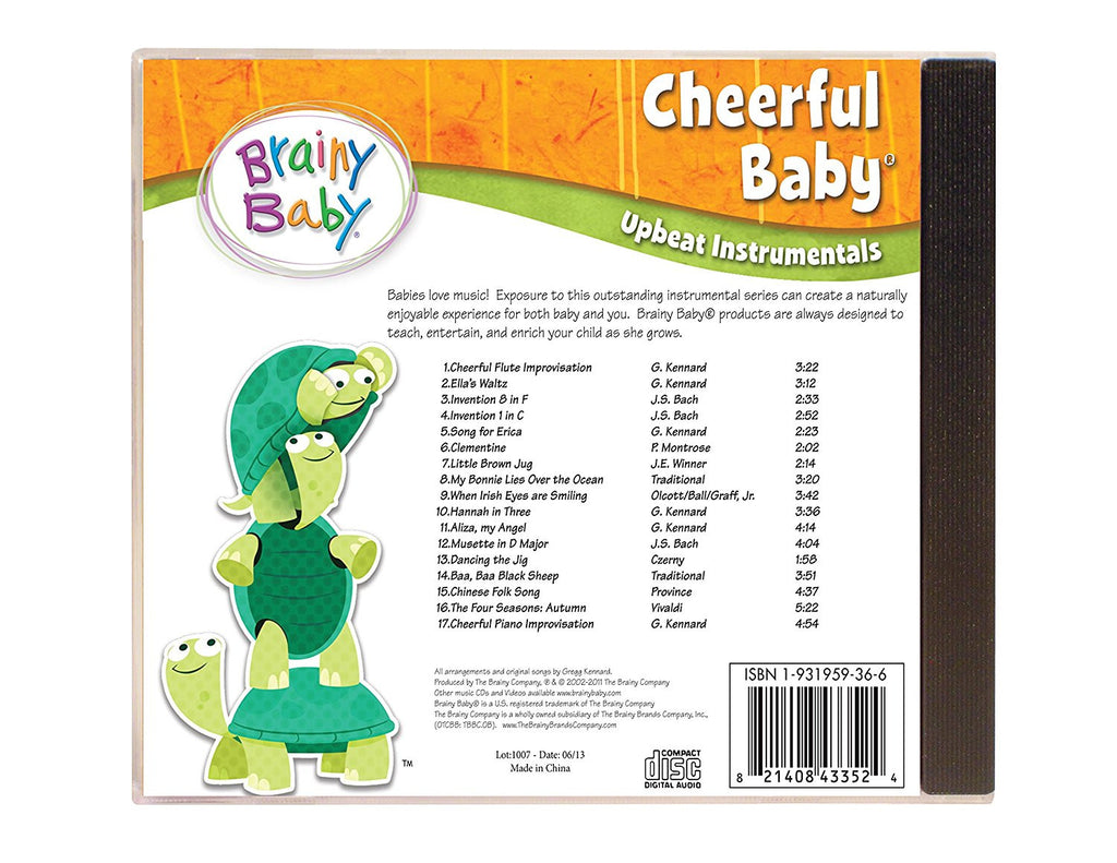 Brainy Baby Cheerful Baby Music CD Upbeat Instrumentals Song List Back Cover | Cheerful Baby Music CD | Baby Music