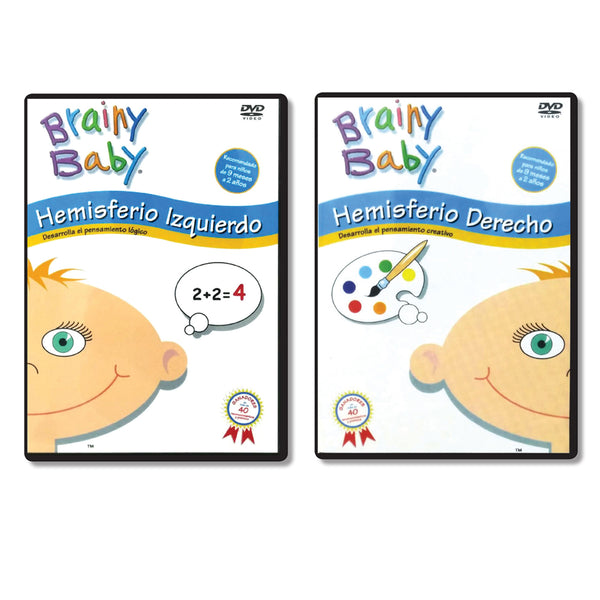 SAVE $9.99!  Brainy Baby Hemisferio Derecho y Hemisferio Izquierdo Infant Brain Development DVD Bundle of 2