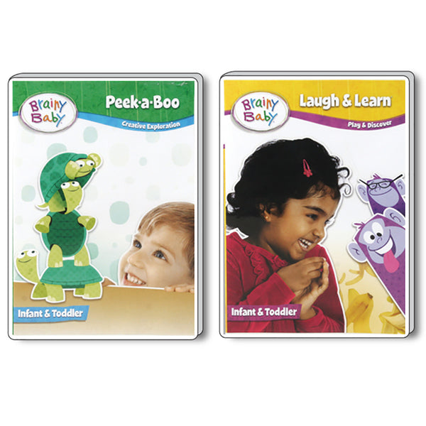 SAVE $9.99!  Brainy Baby Peek-a-Boo and Laugh & Discover: Creative Exploration with Learning & Discovery DVDs Deluxe Edition Bundle of 2