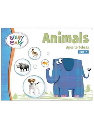 Brainy Baby Animals Board Book Apes to Zebras Deluxe Edition | Learning Animals