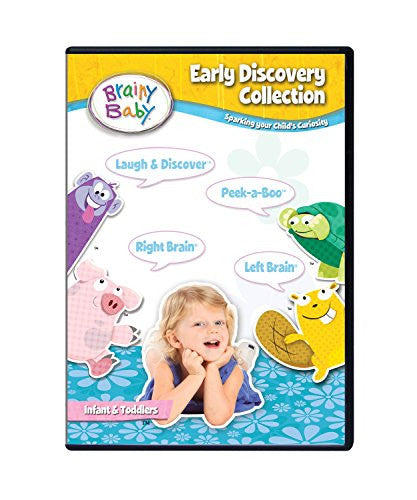 Brainy Baby Right Brain, Left Brain, Peek A Boo, Laugh and Discover Early Discovery 4 Pack DVD Collection Deluxe Edition