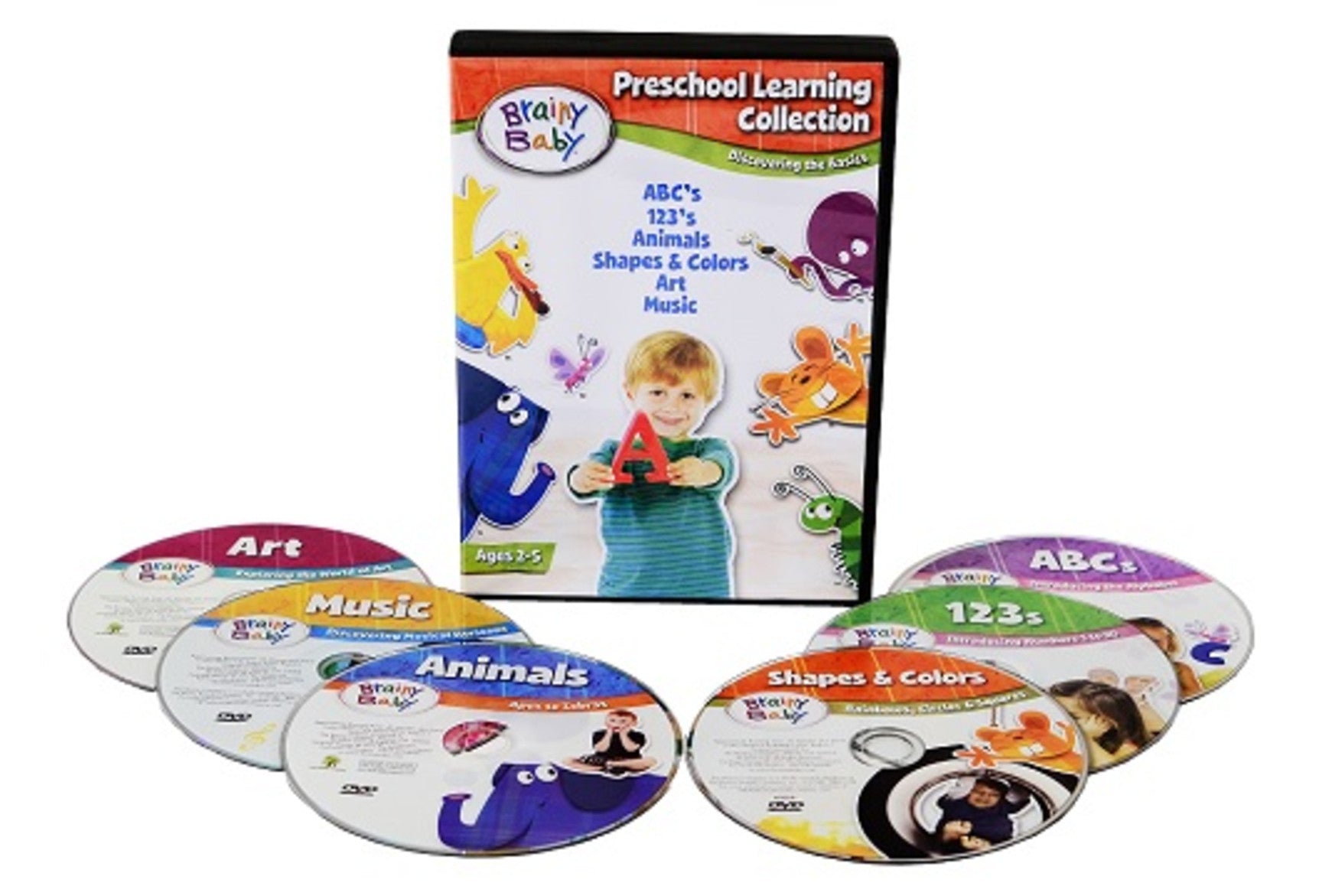 Brainy Baby Preschool Learning DVDs Set of 6 Academics and Enrichment Subjects | Brainy Babies
